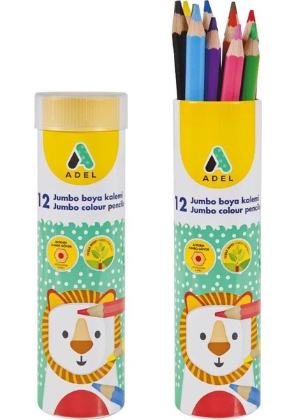 Jumbo Metal Tüp Kuru Boya Kalemi 12 Renk
