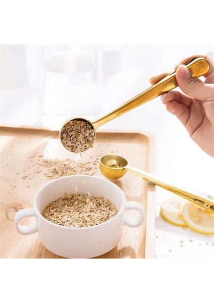 Mandallı Kahve Ölçü Kaşığı Gold Çok Fonksiyonlu Paslanmaz Çelik Kaşık (4887) modelleri