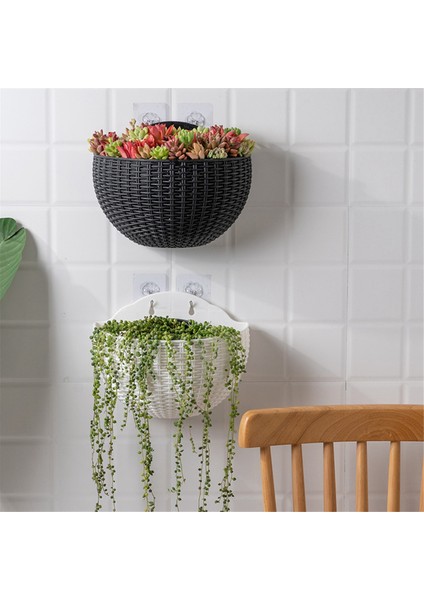 Pembe Büyük Balkon Askılı Plastik Saksı Sukulent Çiçek Saksısı Rattan Çiçek Saksısı (Yurt Dışından) indirimleri