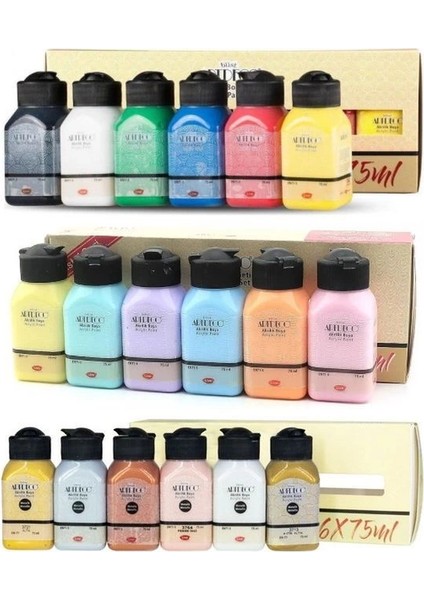 Akrilik Boya Seti 18 Renk x 75 Ml. Canlı,pastel ve Metalik Renkler