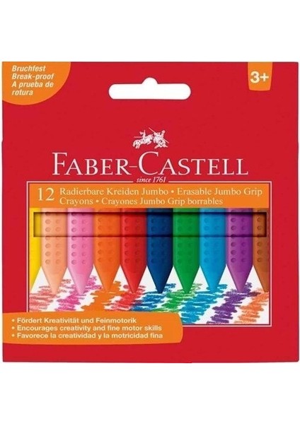 Grip Jumbo Crayon Kalın Silinebilir Mum Boya 12 Renk