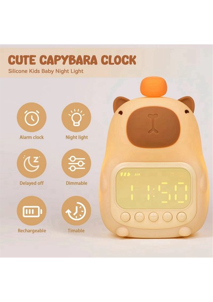 Capybara Temalı Yatak Başı LED Uyku Saati, Şarj Edilebilir Gece Lambası, Dokunmatik Kontrol - Öğrenciler ve Çocuklar Için Mükemmel Hediye (Yurt Dışından) modelleri