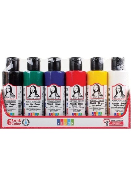 Mona Lisa Akrilik Boya Seti 6 Renk x 70 Ml. Şişe