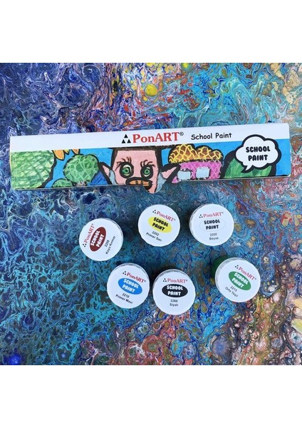 Ponart School Paint Çok Amaçlı Okul Boyası Seti 6 Renk x 20 Ml.