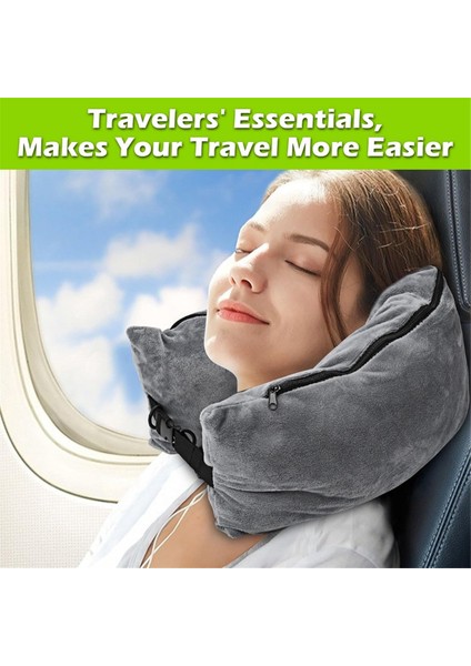 Seyahat Boyun Yastığı Giysilerle Doldurulabilen, Seyahat Için Doldurulabilen Boyun Yastığı, Ekstra Depolama Alanı Olan Gri Doldurulabilir Boyun Yastığı (Yurt Dışından) fırsatları