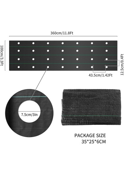 Inç Dikim Delikli Yabani Ot Bariyeri Peyzaj Kumaşı, 3,3 Ft x 11,8 Ft Yabani Ot Blok Bahçe Matı (Yurt Dışından) fiyatları