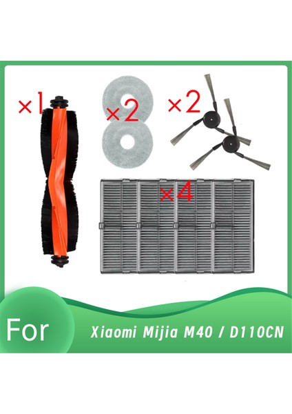 Xiaomi Mijia M40 / D110CN Için 9 Adet Kendiliğinden Boşalan Robot Vakum Silindiri Yan Fırça Hepa Filtre Paspas Pedi (Yurt Dışından)