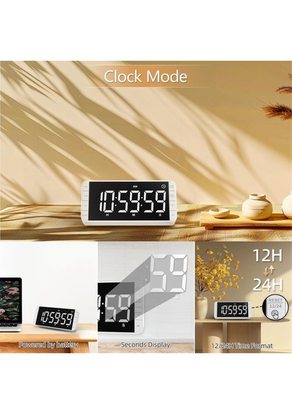 Mutfak Saat Zamanlayıcısı, Aralıklı Dijital Zamanlayıcı, 3 Parlaklık, 5 Alarm ve 4 Ses Seviyesi ile 7.8 Inç Büyük LED Ekran (Yurt Dışından) indirimleri