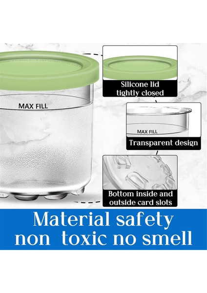 Ninja Için Kremalı Dondurma Kapları ve Kapakları - 4'lü Paket Kremalı Dondurma Kapları, Bardaklar, Kavanozlar, Küvetler ve Kutular Seti NC299AMZ ve NC300S Serisi (Yurt Dışından) modelleri