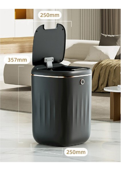 Akıllı Çöp Kutusu Otomatik Sensörlü Çöp Kutusu Kapasiteli Indüksiyonlu Çöp Kutusu Mutfak Banyo Siyah (Yurt Dışından) fiyatları