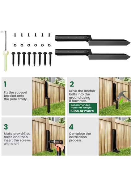 Çit Tamir Takımı 2x Kalınlaştırılmış Metal Çit Destek Kazıkları Sağlam Zemin Çivisi Hızlı Düzeltme Direk Sabitleyici Eğimli Onarım Için (Yurt Dışından) fiyatları