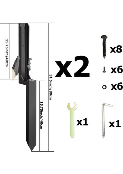 Çit Tamir Takımı 2x Kalınlaştırılmış Metal Çit Destek Kazıkları Sağlam Zemin Çivisi Hızlı Düzeltme Direk Sabitleyici Eğimli Onarım Için (Yurt Dışından) indirimleri