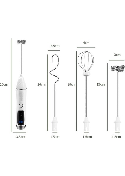 Kahve Için Elde Taşınabilir Süt Köpürtücü, 3 Başlıklı, 3 Hızlı, Elektrikli Çırpıcılı ve Latte Için Kahve Köpürtücülü Şarj Edilebilir Içecek Mikseri (Yurt Dışından)