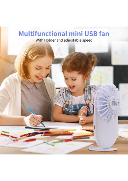 Elde Taşınabilir Mini USB Fan, Tutucu ile Şarj Edilebilir Taşınabilir USB Cep Fanı, Çocuklar Için Uygun 3 Hız Ayarlanabilir Tasarım (Yurt Dışından) fırsatları