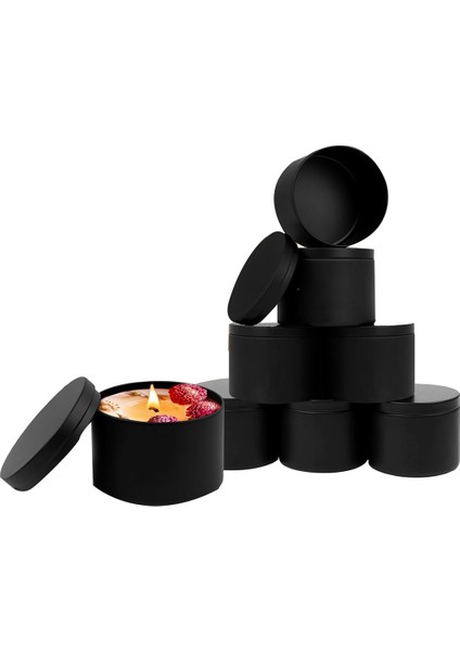 4 Oz Mum Kutuları 24 Adet, Kendin Yap Mum Yapımı Için Kapaklı Boş Mum Kutuları, Mum Yapımı Için Mum Kavanozları Siyah (Yurt Dışından)
