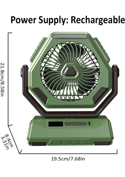 Açık Hava Kamp Vantilatörü 6000MAH Şarj Edilebilir Tavan Salınımlı Vantilatör Taşınabilir Klima Hava Soğutucu Aydınlatmalı-B (Yurt Dışından) modelleri