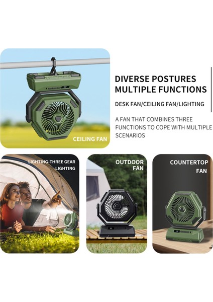 Açık Hava Kamp Vantilatörü 6000MAH Şarj Edilebilir Tavan Salınımlı Vantilatör Taşınabilir Klima Hava Soğutucu Aydınlatmalı-B (Yurt Dışından) fırsatları