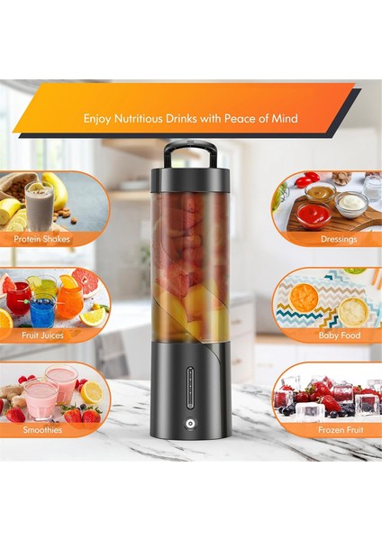 Taşınabilir Blender, 6 Ultra Keskin Bıçaklı, Milkshake ve Smoothie Için Kişisel Boyutlu Blender, 16 Oz USB Şarj Edilebilir Siyah (Yurt Dışından) fırsatları