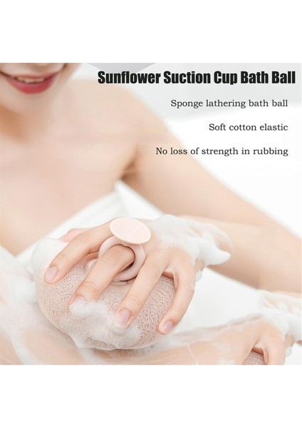 2'li Paket Süper Yumuşak Ayçiçeği Vantuzlu Banyo Topu, Lifli Süngeri Etkili Bir Şekilde Peeling Yapar, Temel Banyo Süngeri, C (Yurt Dışından)