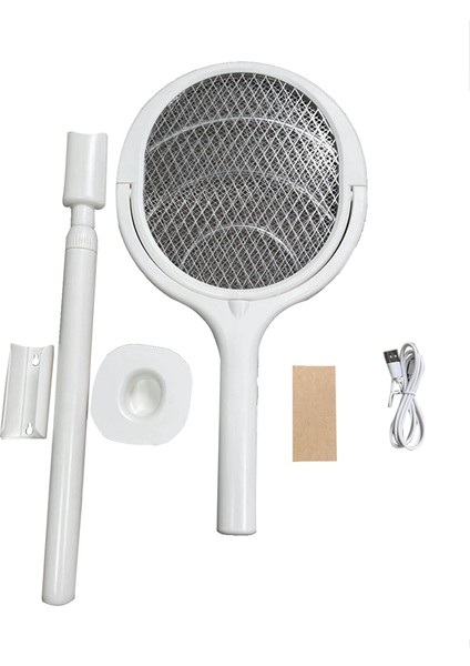 Döner Başlıklı Şarj Edilebilir Elektrikli Sinek Öldürücü Zapper Iç Mekan Zapper Meyve Sineği 1 Adet Teleskopik Uzatma Çubuğu ile (Yurt Dışından)