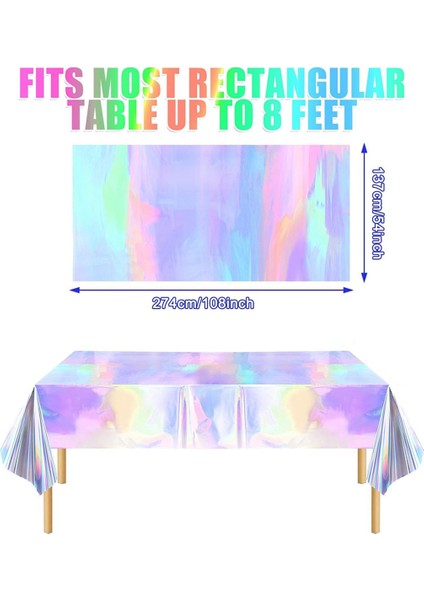 10'lu Paket Renkli Lazer Masa Örtüsü, Holografik Masa Örtüsü, 54 x 108 Inç Dikdörtgen Disko Masa Örtüsü, Simli Masa Örtüsü (Yurt Dışından) modelleri