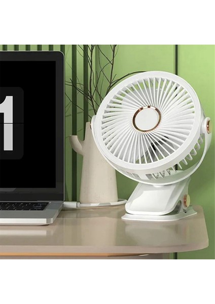 USB Şarj Edilebilir Vantilatör Yatakhane Tipi Klipsli Taşınabilir Mini Masa Vantilatörü 360 Derece Dönebilen Ayarlanabilir LED Işıklı Vantilatör C (Yurt Dışından) fiyatları