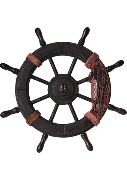 Akdeniz Tarzı Denizci Ahşap Tekne Gemi Dümeni Ahşap Dümen Modeli Dümen Ahşap Retro Gemi Dümeni Duvar Dekorasyonu (Yurt Dışından)