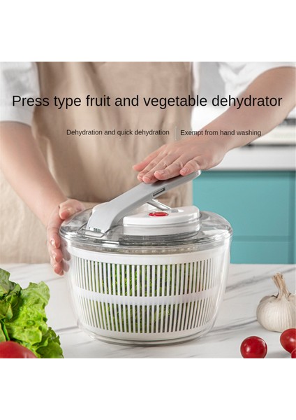 Salata Süzgeci Manuel Marul Süzgeci Sebze Hazırlama, Tek Elle Kullanılan Pompa, Meyve Süzgeci Kurutma Makinesi, Meyve Yı Makinesi - Beyaz (Yurt Dışından)