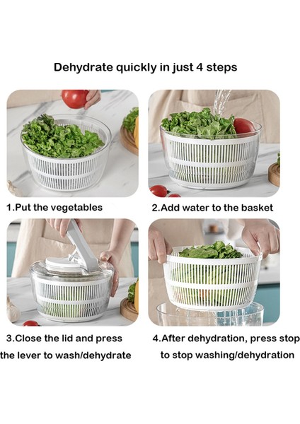 Salata Süzgeci Manuel Marul Süzgeci Sebze Hazırlama, Tek Elle Kullanılan Pompa, Meyve Süzgeci Kurutma Makinesi, Meyve Yı Makinesi - Beyaz (Yurt Dışından) fırsatları