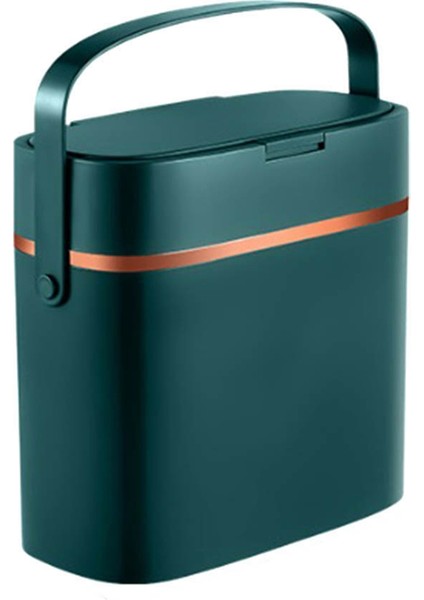 Yatak Odası/dar Yemek Atığı Kutusu/ofis/karavan Için Kapaklı ve Saplı 16 Litrelik Küçük Çöp Kutusu Plastik Çöp Kutusu Koyu Yeşil (Yurt Dışından)