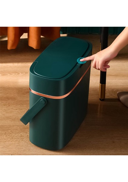 Yatak Odası/dar Yemek Atığı Kutusu/ofis/karavan Için Kapaklı ve Saplı 16 Litrelik Küçük Çöp Kutusu Plastik Çöp Kutusu Koyu Yeşil (Yurt Dışından) fiyatları