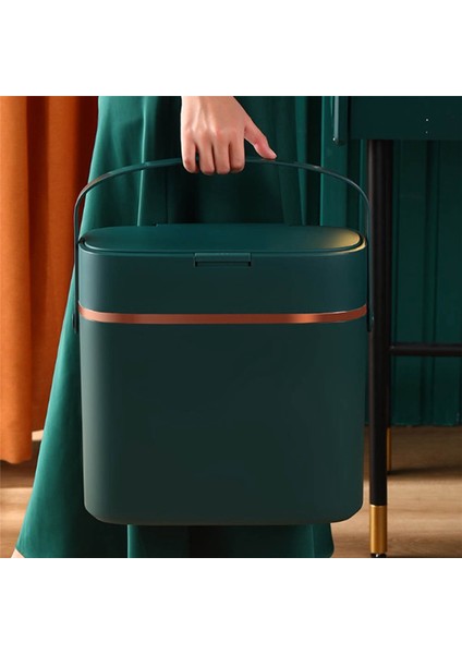 Yatak Odası/dar Yemek Atığı Kutusu/ofis/karavan Için Kapaklı ve Saplı 16 Litrelik Küçük Çöp Kutusu Plastik Çöp Kutusu Koyu Yeşil (Yurt Dışından) fırsatları