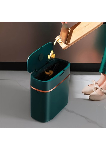 Yatak Odası/dar Yemek Atığı Kutusu/ofis/karavan Için Kapaklı ve Saplı 16 Litrelik Küçük Çöp Kutusu Plastik Çöp Kutusu Koyu Yeşil (Yurt Dışından) indirimleri