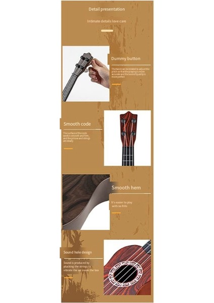 Brown Children&#39;s Guitar Ukulele Başlangıç ​​enstrümanı Toddler Gitar Mini Boyut Klasik Ukulele (Yurt Dışından)