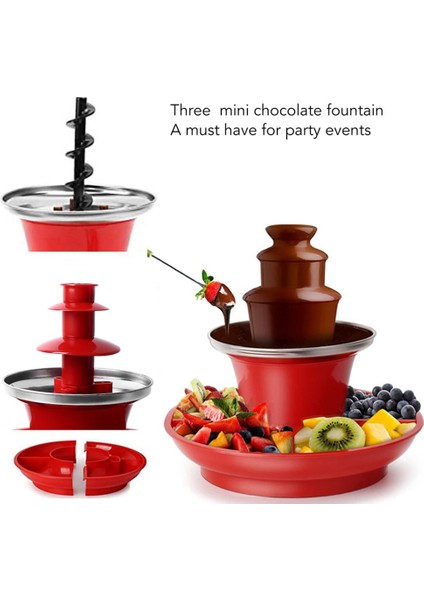 Üç Katlı Çikolata Çeşmesi Makinesi Çıkarılabilir Mini Nostalgia Eriyen Çikolata Fondü Çikolata Eriyen Fondü Ab Fişi (Yurt Dışından) fırsatları