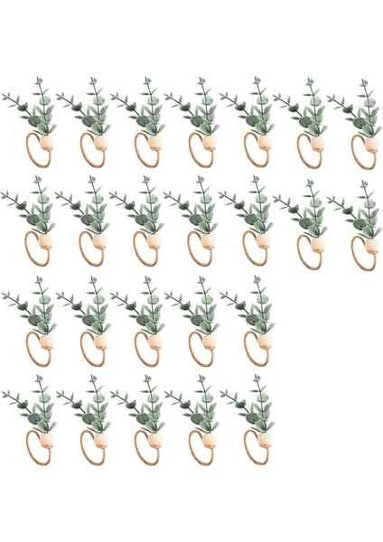 Noel Çiçekli Peçete Halkaları 24'lü Set Rustik Okaliptüs Peçete Halkası Tutucuları Bahar Paskalya Peçete Halkası Tutucuları (Yurt Dışından)
