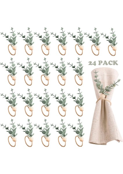 Noel Çiçekli Peçete Halkaları 24'lü Set Rustik Okaliptüs Peçete Halkası Tutucuları Bahar Paskalya Peçete Halkası Tutucuları (Yurt Dışından) fiyatları