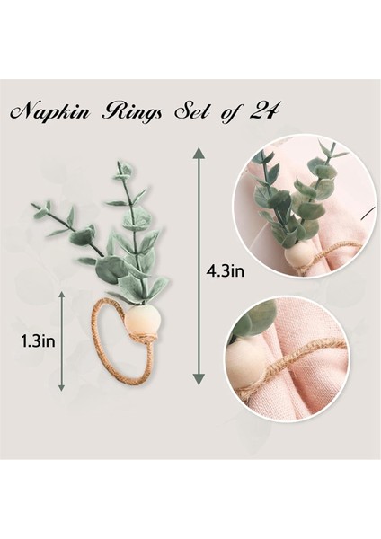 Noel Çiçekli Peçete Halkaları 24'lü Set Rustik Okaliptüs Peçete Halkası Tutucuları Bahar Paskalya Peçete Halkası Tutucuları (Yurt Dışından) fırsatları