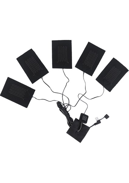 Yelek Ceket Için 3 Kademeli Ayarlanabilir Sıcaklıklı USB Giysi Isıtıcı Ped Elektrikli Isıtmalı Çarşaf Isıtıcı Ped 5'i 1 Arada (Yurt Dışından)