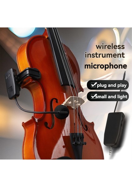 Keman Kablosuz Mikrofon Müzik Enstrümanı Mikrofon Sahne Performans Ses Alıcı ve Verici Uzun Klip (Yurt Dışından)