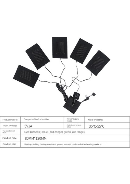 Yelek Ceket Için 3 Kademeli Ayarlanabilir Sıcaklıklı USB Giysi Isıtıcı Ped Elektrikli Isıtmalı Çarşaf Isıtıcı Ped 5'i 1 Arada (Yurt Dışından) fiyatları