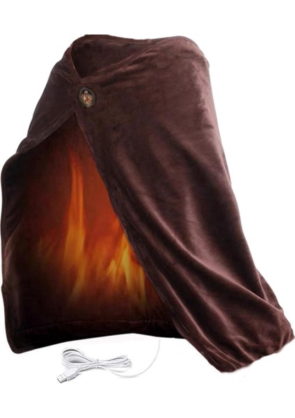 USB Isıtmalı Sıcak Polar Şal ve Sarma Akıllı Elektrikli Isıtma Battaniyesi Dizlik Ev Için, Kahverengi (Yurt Dışından)