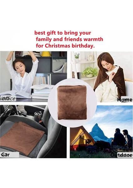 USB Isıtmalı Sıcak Polar Şal ve Sarma Akıllı Elektrikli Isıtma Battaniyesi Dizlik Ev Için, Kahverengi (Yurt Dışından) indirimleri