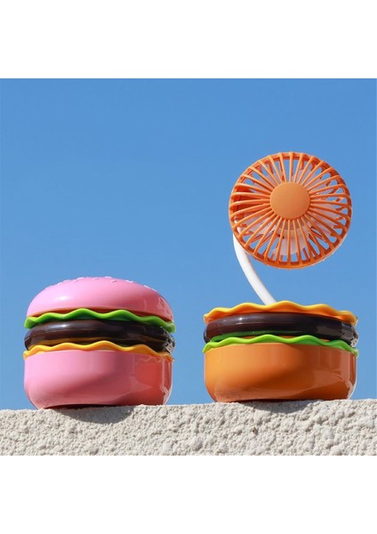 Mini Şarj Edilebilir Fan 500MAH Burger Şeklinde Çok Işlevli Masa Vantilatörü 3 Hız, Ayna Dahil Evrensel Fan, B (Yurt Dışından) fiyatları