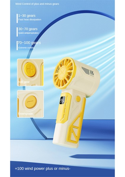 El Tipi Turbo Fan 100 Hız Ayarlanabilir Açık Hava Taşınabilir Yüksek Hızlı Fan Hızlı Soğutma Fanı Sessiz Fan Çalışma ve Eğitim Için (Yurt Dışından) fiyatları