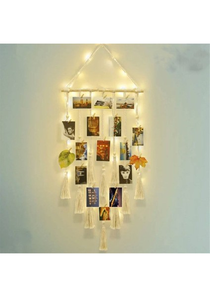 Duvara Asılan Fotoğraf Sergileme Duvar Dekoru, Duvara Asılan Boho Oda Yatak Odası Dekoru, Lamba Klipsli Fotoğraf Çerçevesi Kolaj Panosu (Yurt Dışından) fiyatları