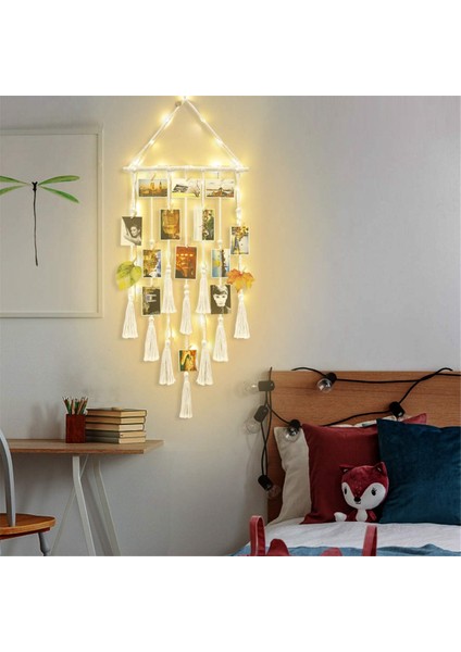 Duvara Asılan Fotoğraf Sergileme Duvar Dekoru, Duvara Asılan Boho Oda Yatak Odası Dekoru, Lamba Klipsli Fotoğraf Çerçevesi Kolaj Panosu (Yurt Dışından) fırsatları