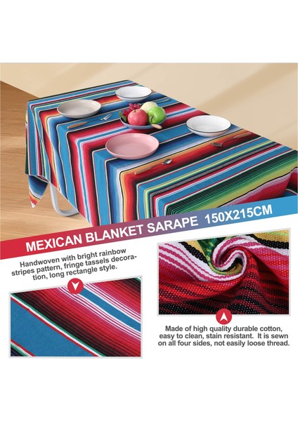 Meksika Battaniyesi Sarape Piknik Halısı Masa Örtüsü Hot Rod Yoga Partisi Için, 150X215CM (Yurt Dışından) fırsatları