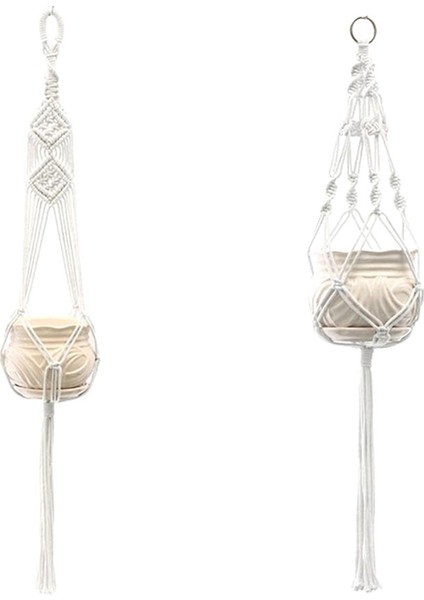 El Yapımı Makrome Bitki Askısı Sepet Çiçek Saksısı Balkon Askı Dekorasyonu Düğümlü Kaldırma Halatı Ev Bahçe Dekoru (Yurt Dışından)