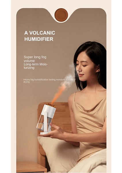 Taşınabilir Ev Masaüstü Nemlendirici Mini Hava Temizleyici Alev Simülasyonu Yedi Renkli Atmosfer Işığı Nemlendirici A (Yurt Dışından)